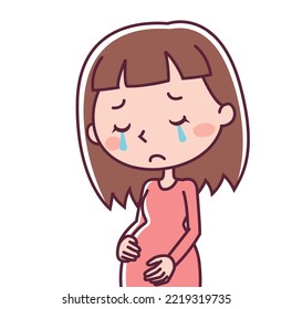 Illustration of a pregnant woman shedding tears