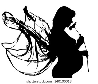 Illustration of a pregnant woman silhouette