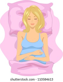 Illustration of a Pregnant Woman Sleepingn on Her Back