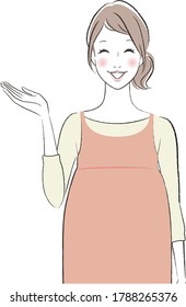 Illustration of a pregnant woman smiling and explaining