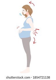 Illustration of a pregnant woman suffering from back pain