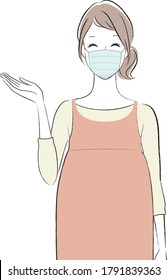 Illustration of a Pregnant woman wearing a face mask introducing