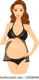 Illustration Of A Pregnant Woman Wearing Sexy Lingerie