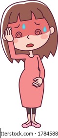 Illustration of a pregnant woman who has a fever