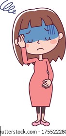 Illustration of a pregnant woman who is sick
