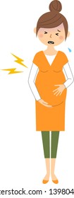 Illustration of a pregnant woman whose labor has started.