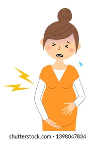 Illustration of a pregnant woman whose labor has started.