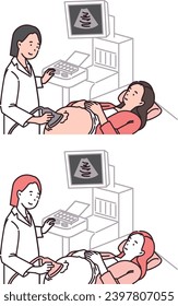 Illustration of Pregnant Women in Ultrasound Care