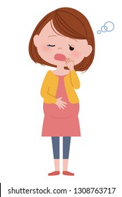 Illustration of pregnant women. Very sleepy.