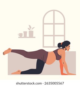 Illustration of an Pregnant Yoga Exercise Cartoon Character