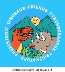 Illustration of prehistoric dinosaur friends