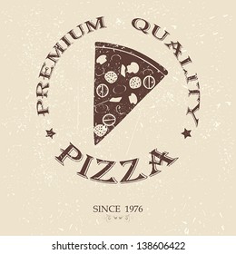 illustration of premium pizza vintage label stamp banner logo design element.