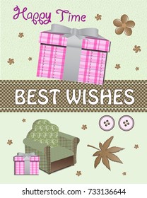 illustration of present with big bow and beautiful armchair