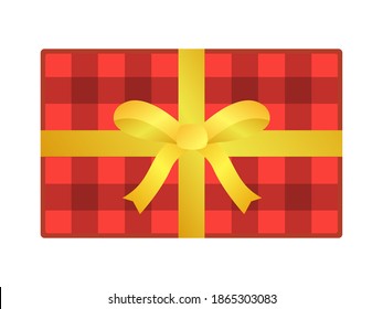Illustration of a present box with a ribbon.