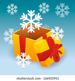 Illustration of a present with a snow flake