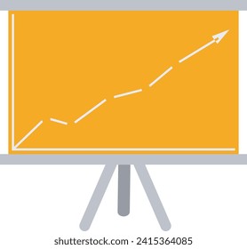 Illustration einer Präsentationsplattform mit einem Pfeil nach oben und einer Grafik