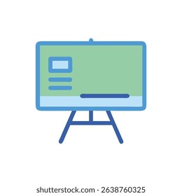 Illustration of a presentation board with light blue details