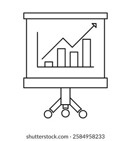 illustration of Presentation Board with Rising Arrow Diagram Line Icon