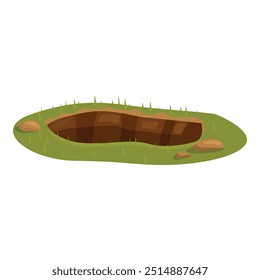 Illustration presenting the different ground layers of soil with green grass and rocks