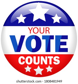 Illustration of the press button of presidential election campaign of USA your vote counts