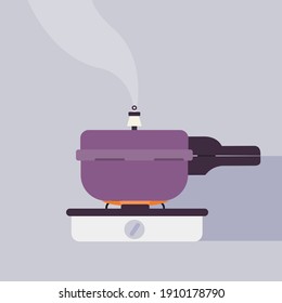 Illustration of a pressure cooker on gas stove