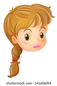 Illustration of a pretty face of a girl on a white background