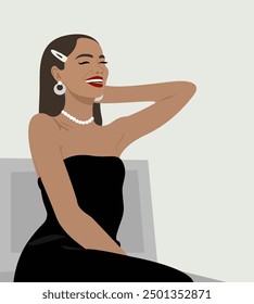 Illustration of a pretty girl on a light gray background.