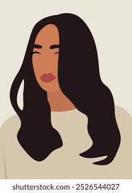 Illustration of a pretty girl on a light gray background.