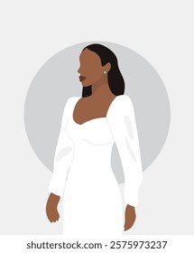 Illustration of a pretty girl on a light gray background.