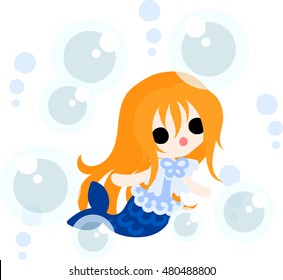 Illustration of a pretty mermaid