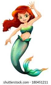 Illustration of a pretty mermaid on a white background