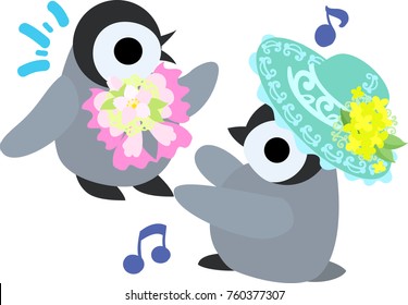 The illustration of pretty penguin baby