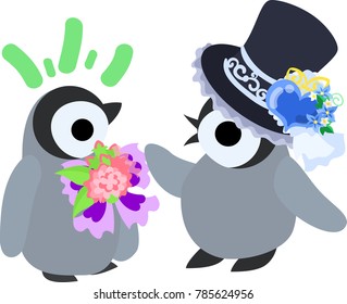 The illustration of pretty penguin baby