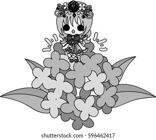 Illustration of pretty small princess