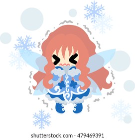 Illustration of a pretty snowy fairy