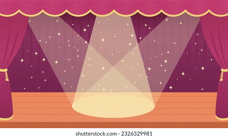 Illustration of a pretty stage bathed in sparkling spotlights