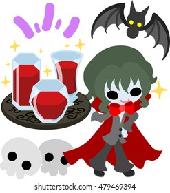 The illustration of a pretty vampire