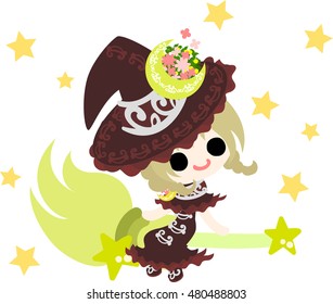 Illustration of a pretty witch