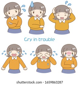 
Illustration of a pretty woman crying