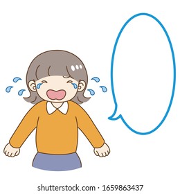 
Illustration of a pretty woman crying