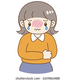 Illustration of a pretty woman in trouble