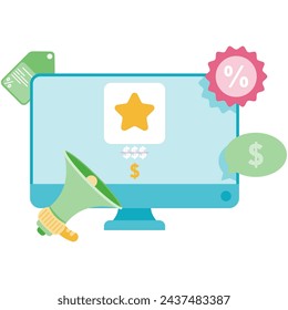 illustration of price cuts, online shopping, discount promotions	