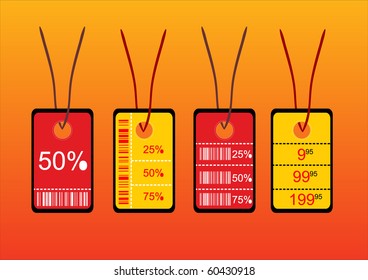 illustration of price tags with barcodes