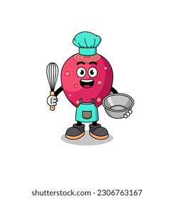 Illustration of prickly pear as a bakery chef , character design