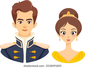 Ilustração de um príncipe e princesa