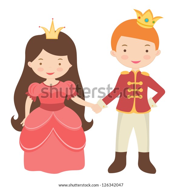 Illustration Prince Princess Holding Hands Stock Vector (Royalty Free ...