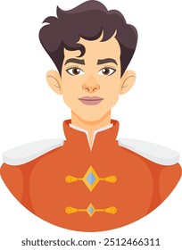 Ilustração de um príncipe em um uniforme vermelho