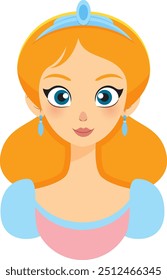 Illustration of a princess with blue accessories