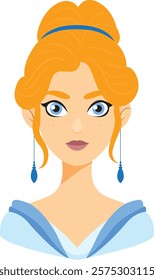 Illustration of a princess with blue eyes