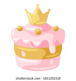 Illustration of princess cake. Stylized picture for decoration children holiday and party.